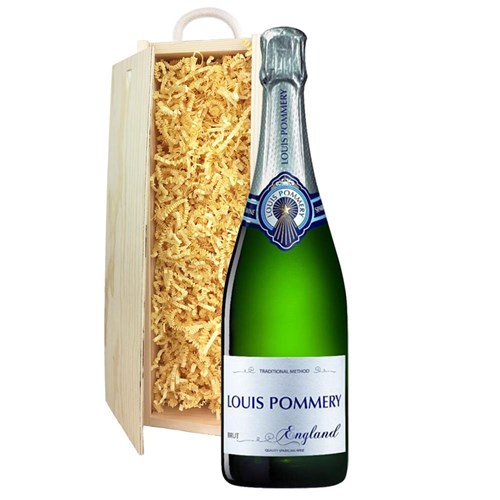 Louis Pommery 75cl Brut England In Wooden Sliding Lid Gift Box